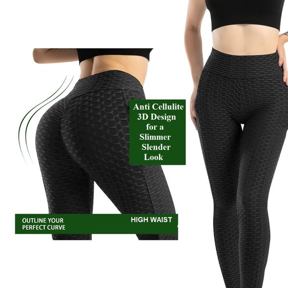 Womens Yoga Pants Anti-Cellulite Push Up Ruched High Waist Leggings Butt Lifting - Picture 6 of 16